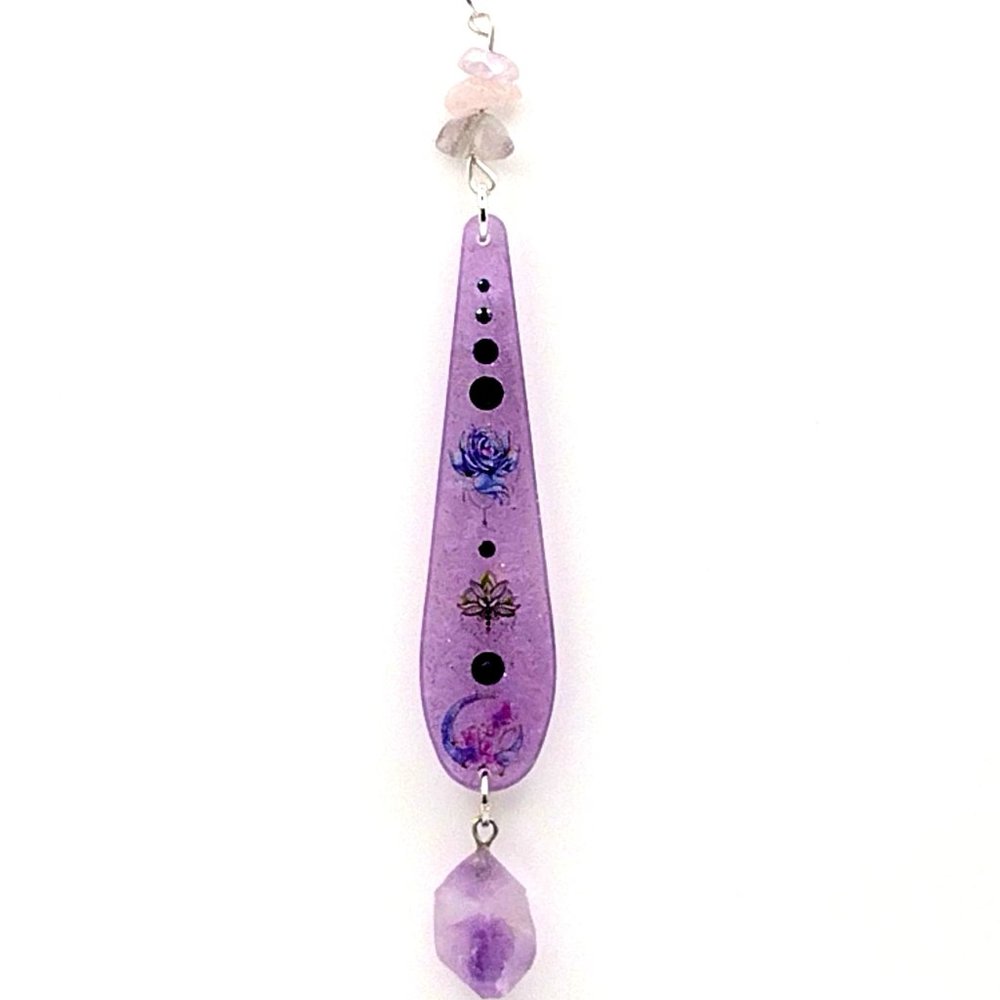 AB. Amethyst Lotus Flower Necklace Amethyst Rose Quartz Gemstones Purple